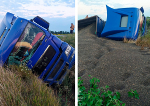 В ДТП на Кіровоградщині перекинулась вантажівка