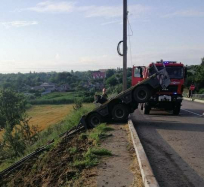 В кювет злетіла вантажівка на Кіровоградщині: водій у лікарні