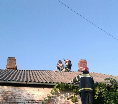 На Кіровоградщині рятувальники зняли жінку з даху будинку. ФОТО