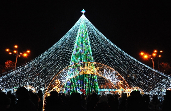 Попереду планети: на Кіровоградщині встановлюють першу новорічну ялинку (ФОТО)